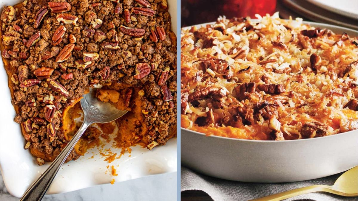 Sweet Potato Casserole With Pecan Topping
